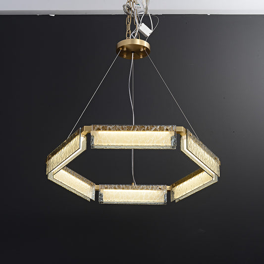 Full Brass Water Ripple Ring Chandelier