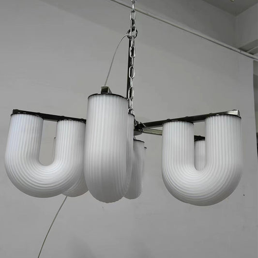 Modern Minimalist Cream U-Shaped Chandelier